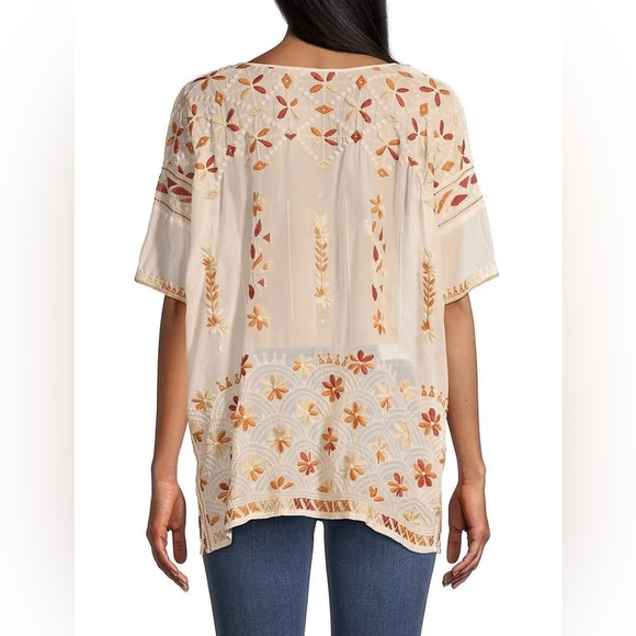 Johnny Was Aubrey Embroidered Floral Blouse Color: Shell - Picture 8 of 16